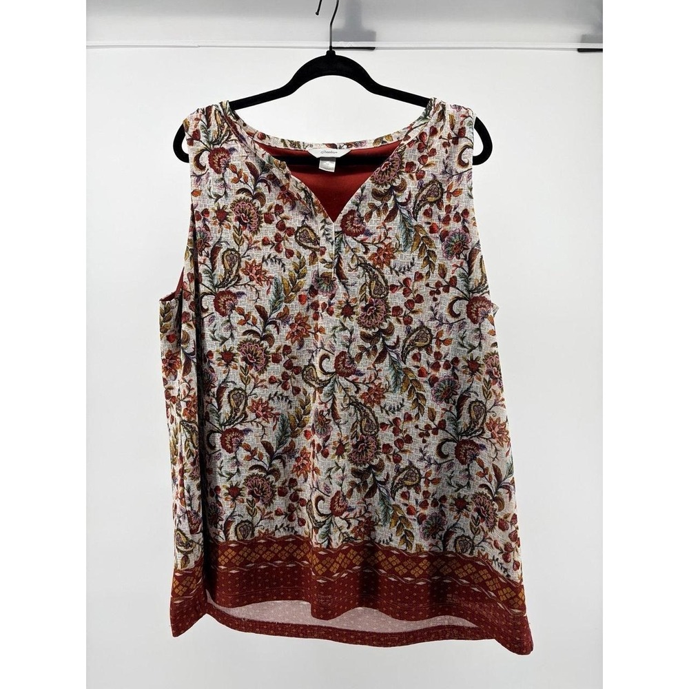 CJ Banks Sleeveless Floral Top Blouse, Causal Dress, Women's Size 1X
